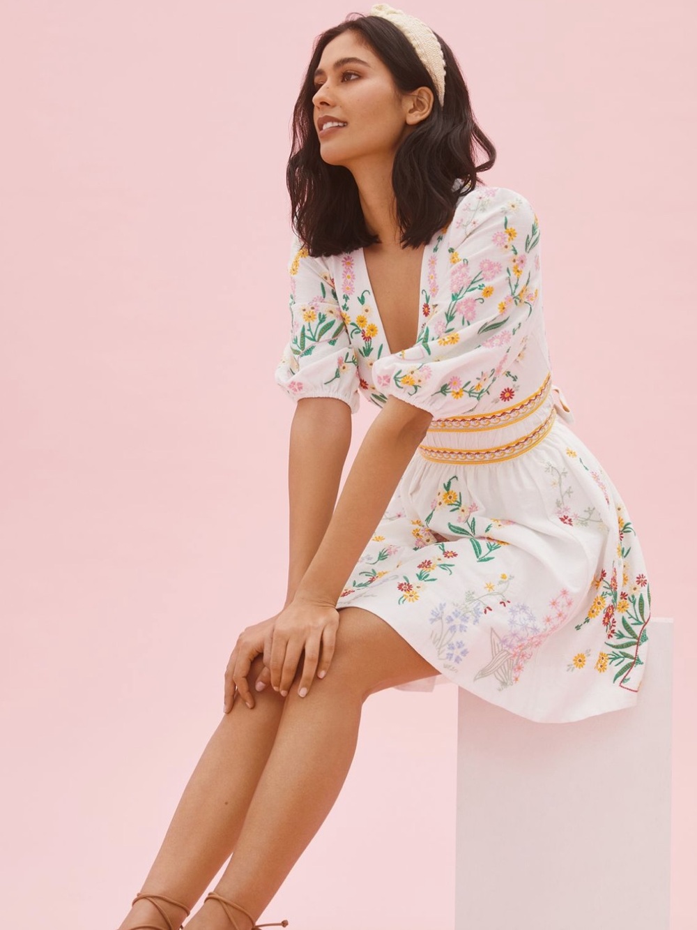 Deep V Floral Mini Dress NWT